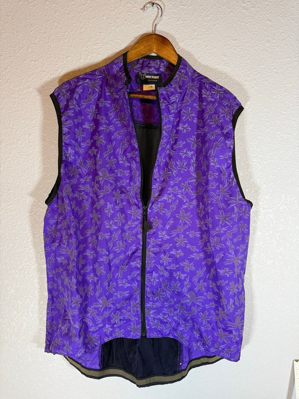 Fox Point Sportswear XL Purple Floral Full Zip Vest Made in USA